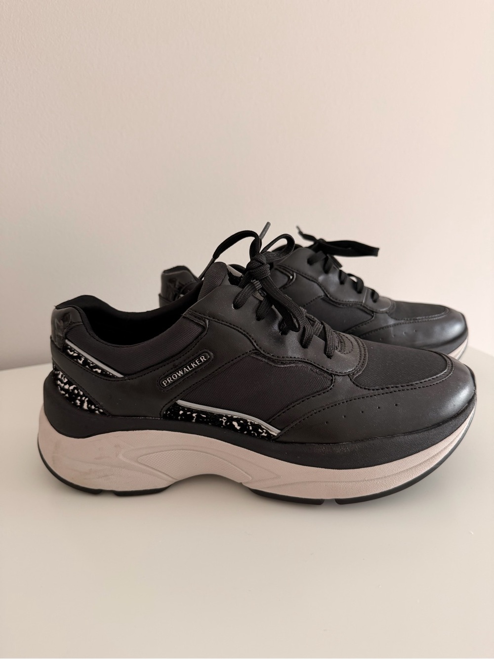Rockport Black and Light Pink Platform Sneakers